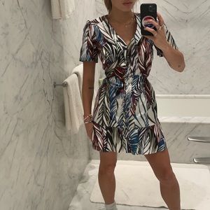 Parker NYC Floral Printed Mini Dress with Puff Sleeves